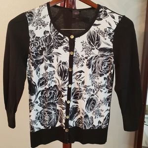 B&W Floral Cardigan from Ann Taylor F